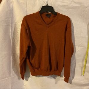 Men’s Club Room long sleeve knit v-neck sweater, large, brown